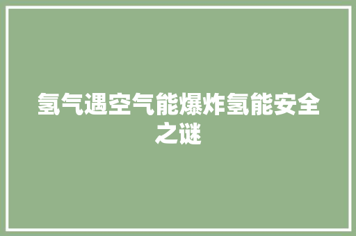 氢气遇空气能爆炸氢能安全之谜 汽车维修