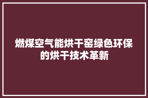 燃煤空气能烘干窑绿色环保的烘干技术革新