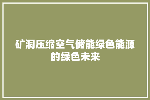 矿洞压缩空气储能绿色能源的绿色未来
