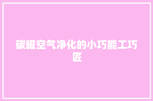 碳罐空气净化的小巧能工巧匠 家电维修