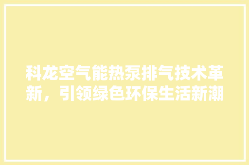 科龙空气能热泵排气技术革新，引领绿色环保生活新潮流 厨房维修