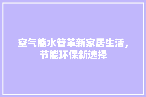 空气能水管革新家居生活，节能环保新选择