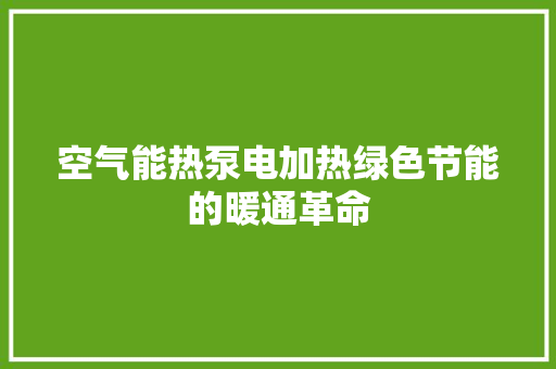 空气能热泵电加热绿色节能的暖通革命