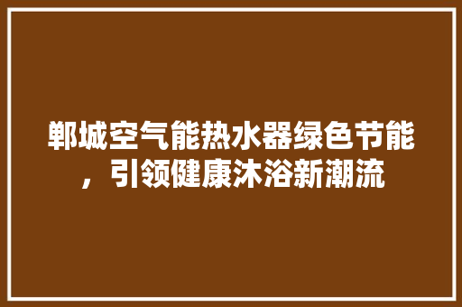 郸城空气能热水器绿色节能，引领健康沐浴新潮流 家电维修