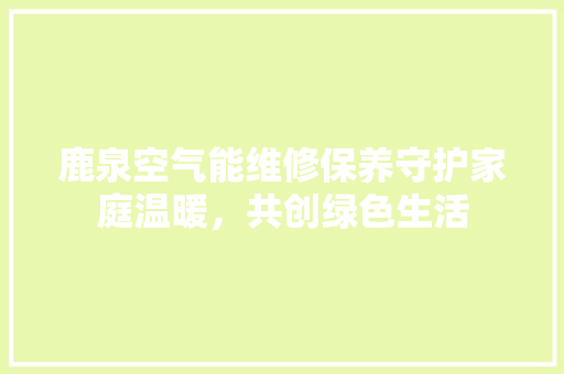 鹿泉空气能维修保养守护家庭温暖，共创绿色生活 家电维修