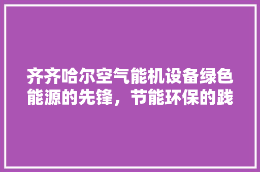 齐齐哈尔空气能机设备绿色能源的先锋，节能环保的践行者
