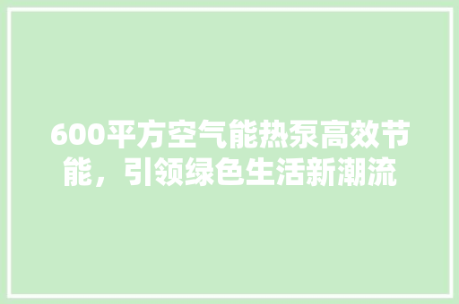 600平方空气能热泵高效节能，引领绿色生活新潮流