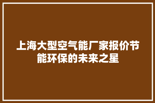 上海大型空气能厂家报价节能环保的未来之星