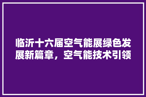 临沂十六届空气能展绿色发展新篇章，空气能技术引领未来