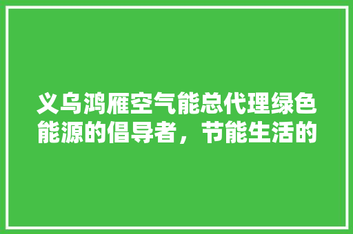 义乌鸿雁空气能总代理绿色能源的倡导者，节能生活的引领者