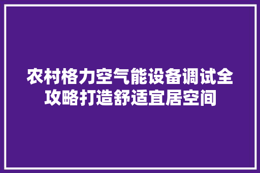 农村格力空气能设备调试全攻略打造舒适宜居空间 墙体维修