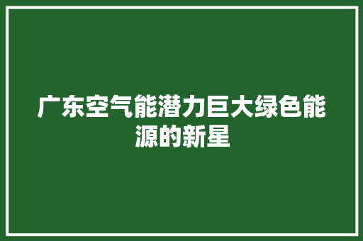 广东空气能潜力巨大绿色能源的新星