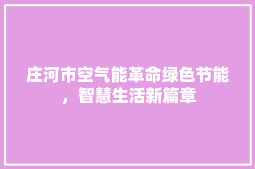 庄河市空气能革命绿色节能，智慧生活新篇章
