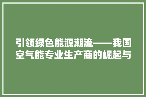 引领绿色能源潮流——我国空气能专业生产商的崛起与发展