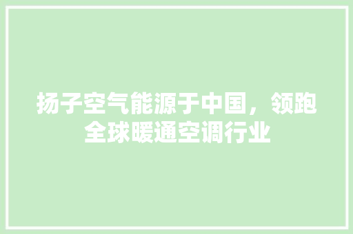 扬子空气能源于中国，领跑全球暖通空调行业