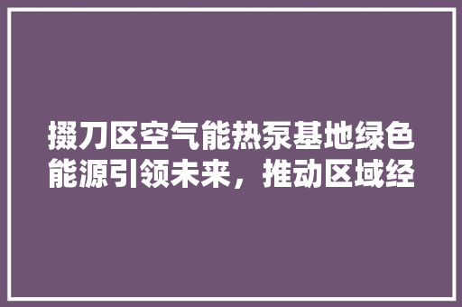 掇刀区空气能热泵基地绿色能源引领未来，推动区域经济高质量发展 厨房维修