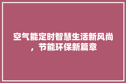 空气能定时智慧生活新风尚，节能环保新篇章
