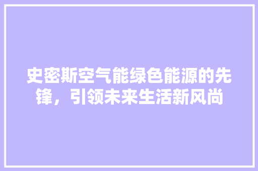 史密斯空气能绿色能源的先锋，引领未来生活新风尚