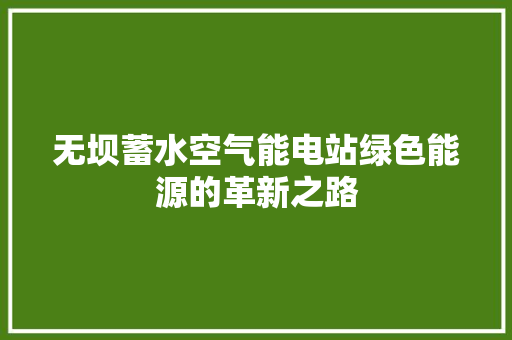 无坝蓄水空气能电站绿色能源的革新之路