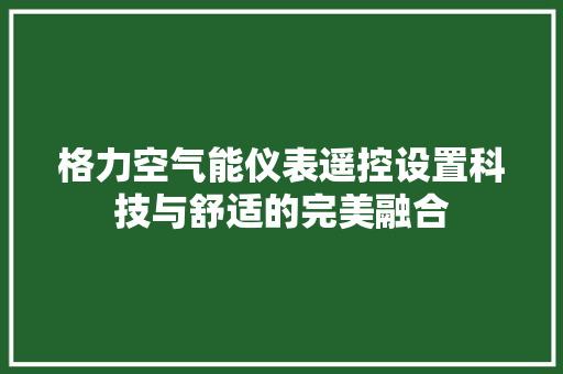 格力空气能仪表遥控设置科技与舒适的完美融合 家电维修