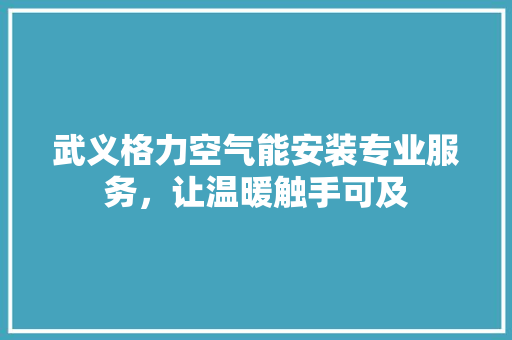 武义格力空气能安装专业服务，让温暖触手可及 家电维修