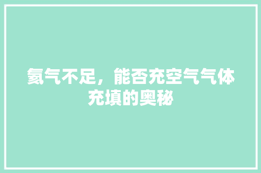 氦气不足，能否充空气气体充填的奥秘 汽车维修