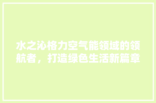 水之沁格力空气能领域的领航者，打造绿色生活新篇章