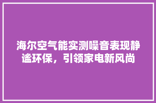 海尔空气能实测噪音表现静谧环保，引领家电新风尚