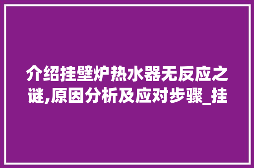 介绍挂壁炉热水器无反应之谜,原因分析及应对步骤_挂壁炉热水器有时一点反应都没有 介绍挂壁炉热水器无反应之谜,原因分析及应对步骤_挂壁炉热水器有时一点反应都没有 综合便民