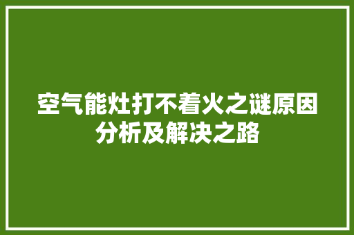 空气能灶打不着火之谜原因分析及解决之路 墙体维修