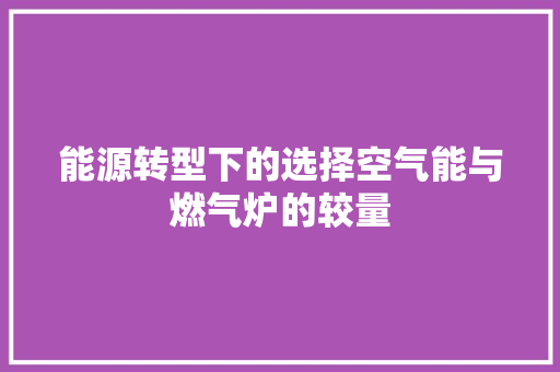 能源转型下的选择空气能与燃气炉的较量 厨房维修