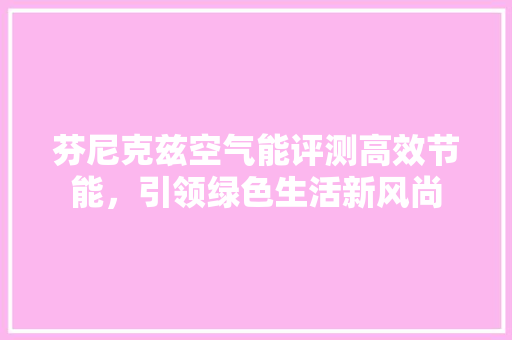 芬尼克兹空气能评测高效节能，引领绿色生活新风尚 汽车维修