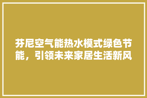芬尼空气能热水模式绿色节能，引领未来家居生活新风尚