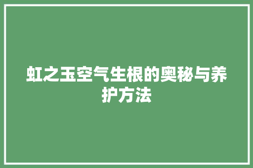 虹之玉空气生根的奥秘与养护方法