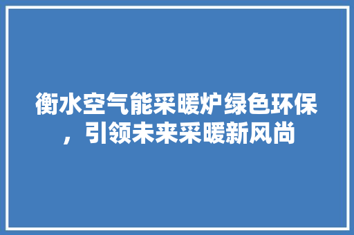 衡水空气能采暖炉绿色环保，引领未来采暖新风尚