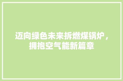 迈向绿色未来拆燃煤锅炉，拥抱空气能新篇章 厨房维修