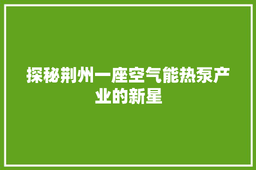 探秘荆州一座空气能热泵产业的新星 墙体维修
