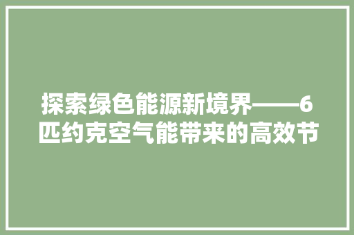 探索绿色能源新境界——6匹约克空气能带来的高效节能革命