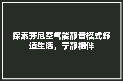 探索芬尼空气能静音模式舒适生活，宁静相伴