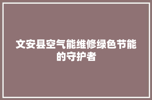 文安县空气能维修绿色节能的守护者