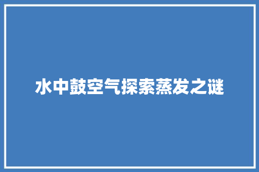 水中鼓空气探索蒸发之谜
