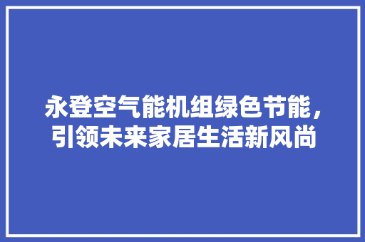 永登空气能机组绿色节能，引领未来家居生活新风尚