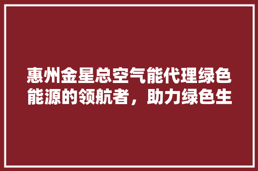 惠州金星总空气能代理绿色能源的领航者，助力绿色生活新风尚