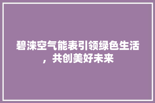 碧涞空气能表引领绿色生活，共创美好未来