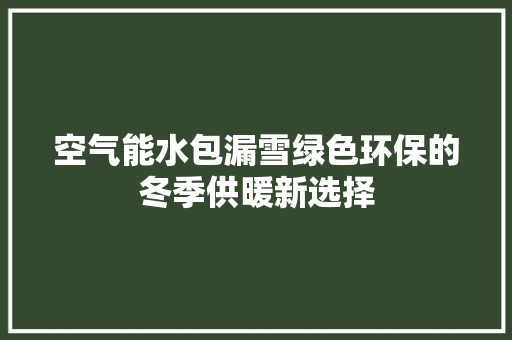 空气能水包漏雪绿色环保的冬季供暖新选择 厨房维修