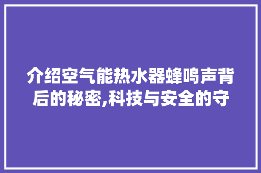 介绍空气能热水器蜂鸣声背后的秘密,科技与安全的守护使者_空气能热水器发出蜂鸣声 介绍空气能热水器蜂鸣声背后的秘密,科技与安全的守护使者_空气能热水器发出蜂鸣声 家电维修