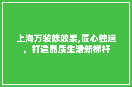 上海万装修效果,匠心独运，打造品质生活新标杆 上海万装修效果,匠心独运，打造品质生活新标杆 汽车维修