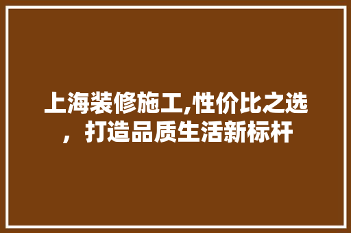 上海装修施工,性价比之选，打造品质生活新标杆