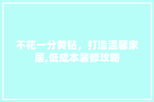 不花一分黄钻，打造温馨家居,低成本装修攻略
