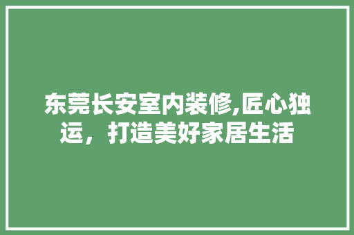 东莞长安室内装修,匠心独运，打造美好家居生活